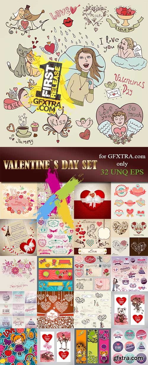 Valentine`s Day set, 32xEPS