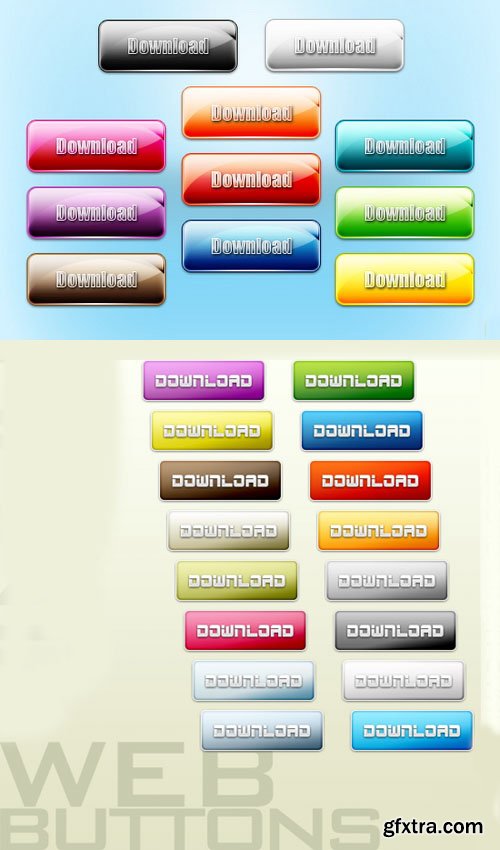 Colored 3D Website Buttons PSD Template