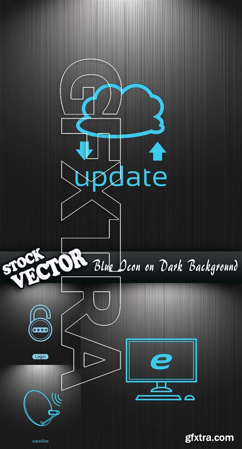 Stock Vector - Blue Icon on Dark Background