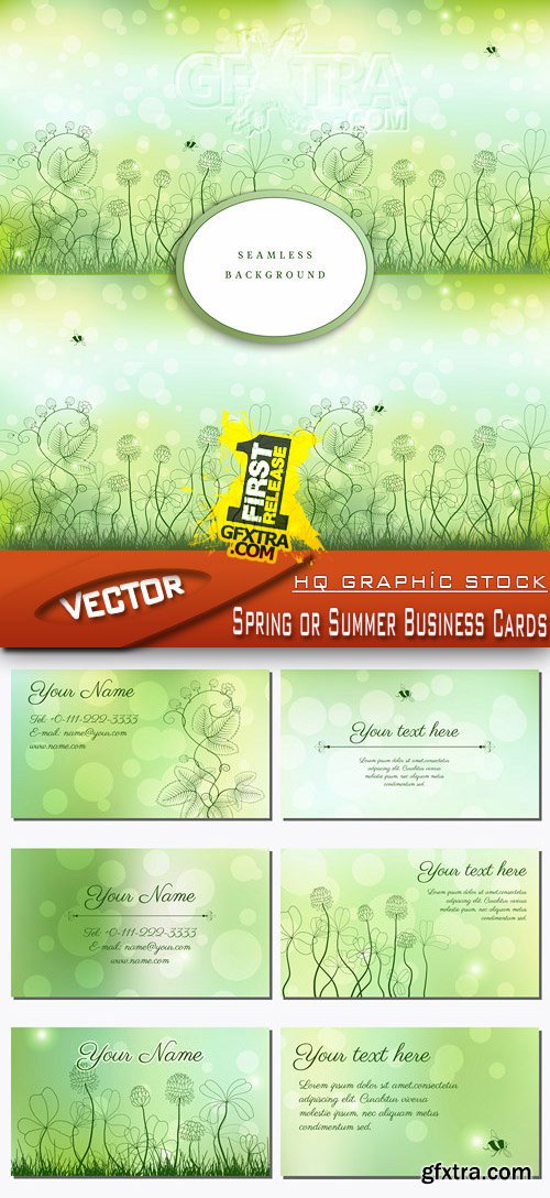 Stock Vector - Spring or Summer Business Cards