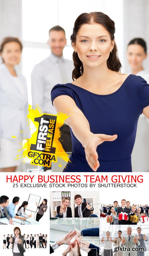 Amazing SS - Happy business team giving, 25xJPGs