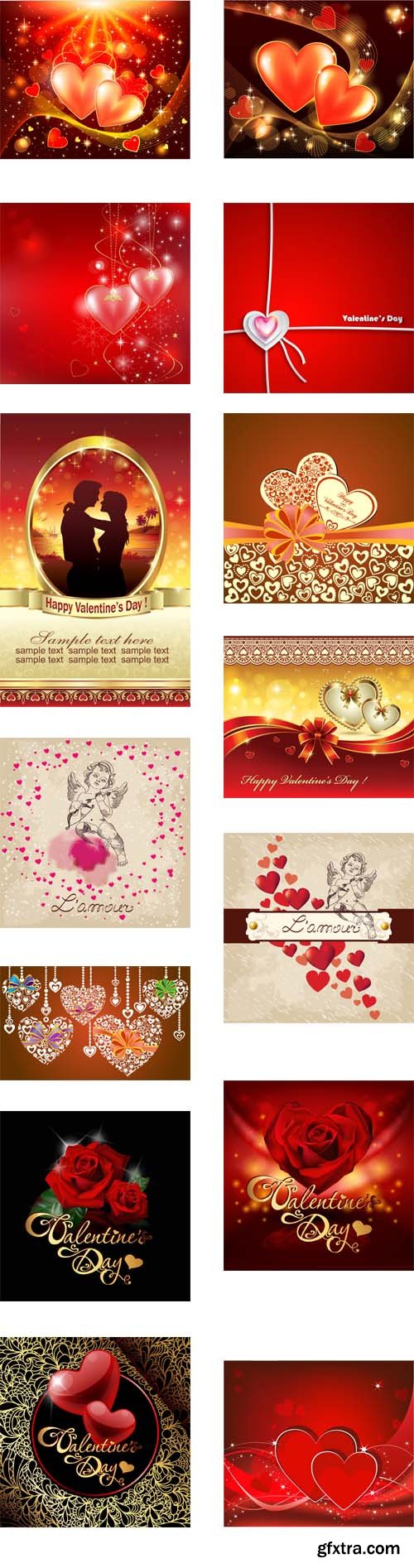 Valentine's day card with hearts, 33xEPS