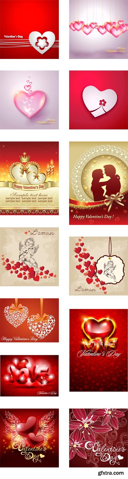 Valentine's day card with hearts, 33xEPS