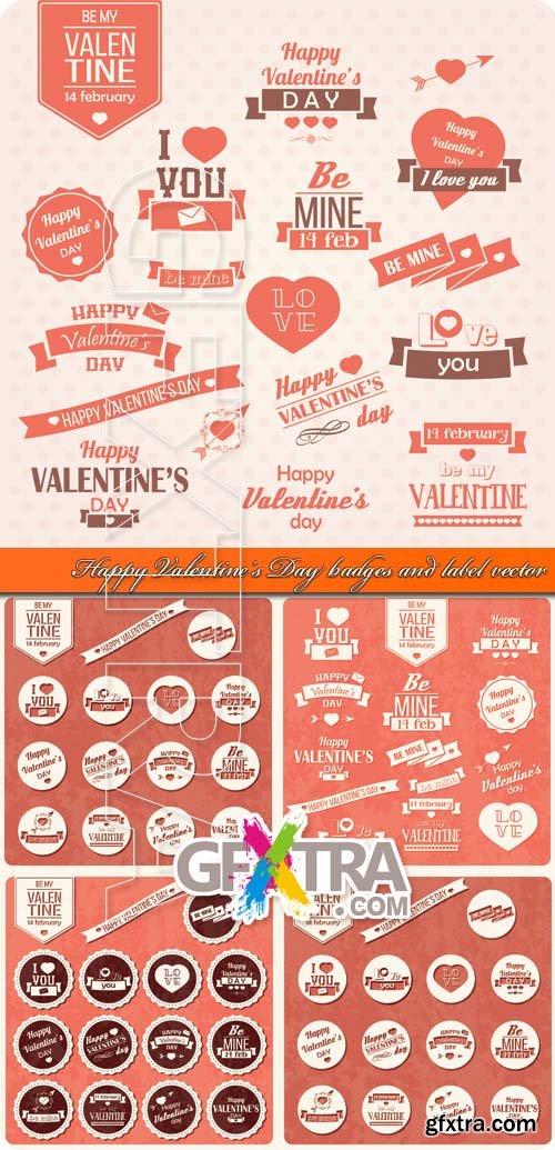 Happy Valentine's Day badges and label vector