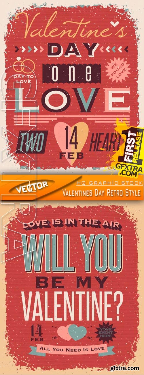 Stock Vector - Valentines Day Retro Style