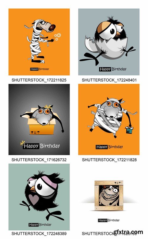 Exclusive SS - Funny Birthday Cards, 25xEPS