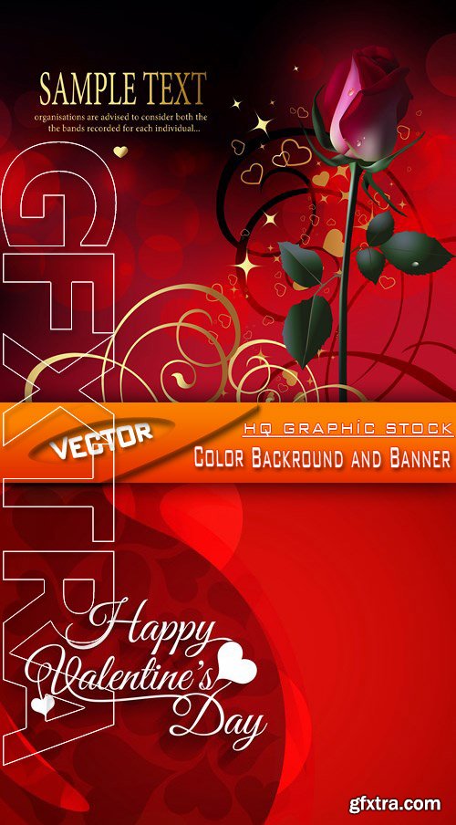 Stock Vector - Red Color Backround and Banner