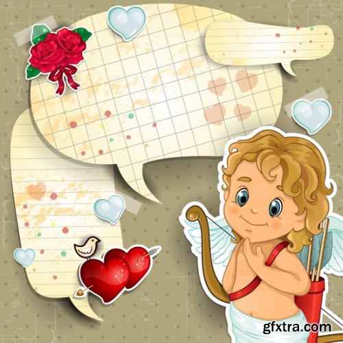 Heart Valentine and Cupids 25xEPS