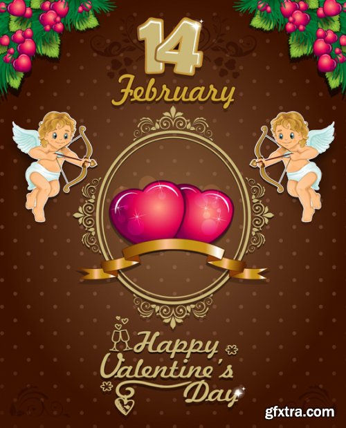 Heart Valentine and Cupids 25xEPS