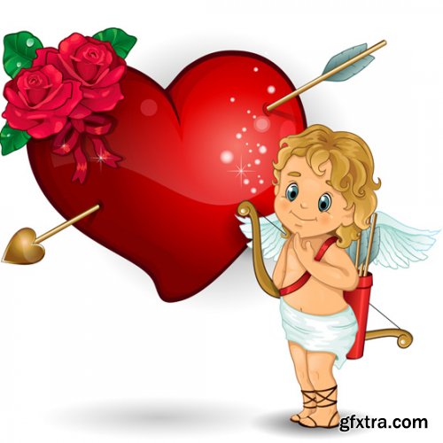 Heart Valentine and Cupids 25xEPS