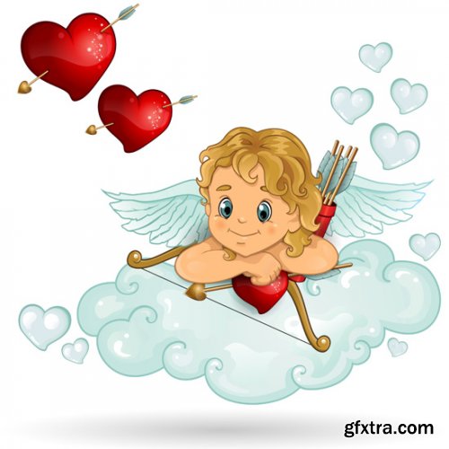 Heart Valentine and Cupids 25xEPS