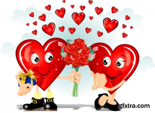 Heart Valentine and Cupids 25xEPS