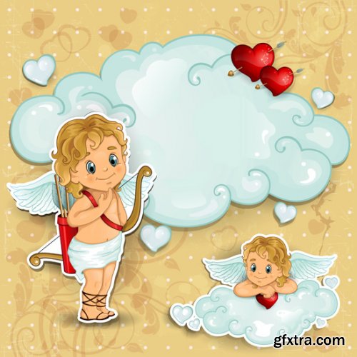 Heart Valentine and Cupids 25xEPS