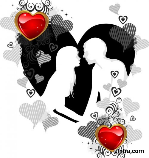 Heart Valentine and Cupids 25xEPS