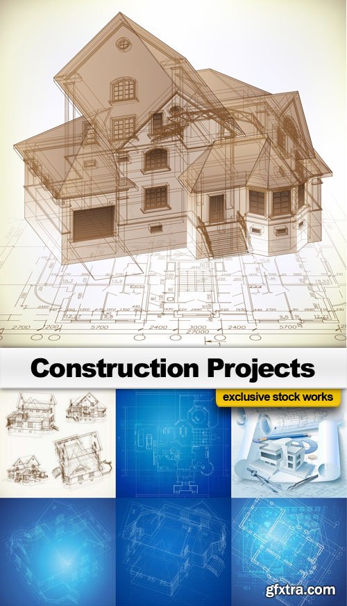 Construction projects and technical drawings - 17xEPS, 8xUHQ JPEGs