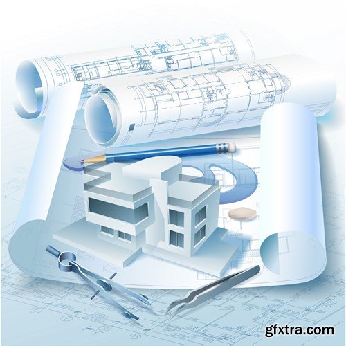 Construction projects and technical drawings - 17xEPS, 8xUHQ JPEGs