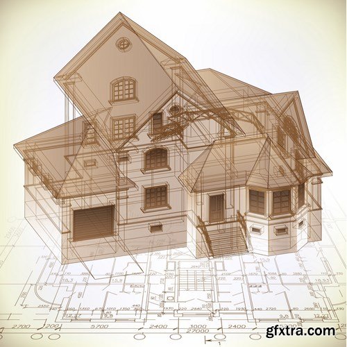 Construction projects and technical drawings - 17xEPS, 8xUHQ JPEGs