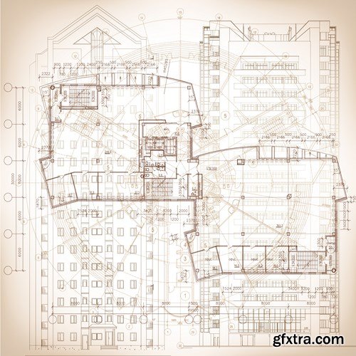 Construction projects and technical drawings - 17xEPS, 8xUHQ JPEGs