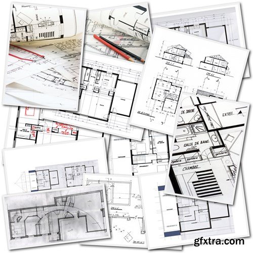 Construction projects and technical drawings - 17xEPS, 8xUHQ JPEGs