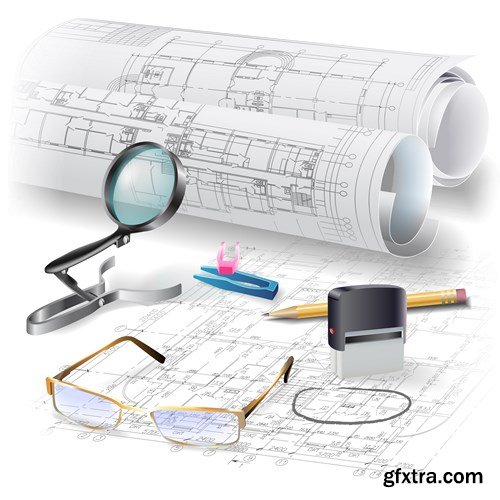 Construction projects and technical drawings - 17xEPS, 8xUHQ JPEGs