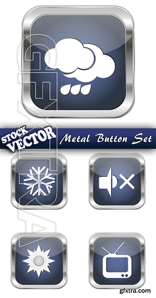 Stock Vector - Metal Button Set