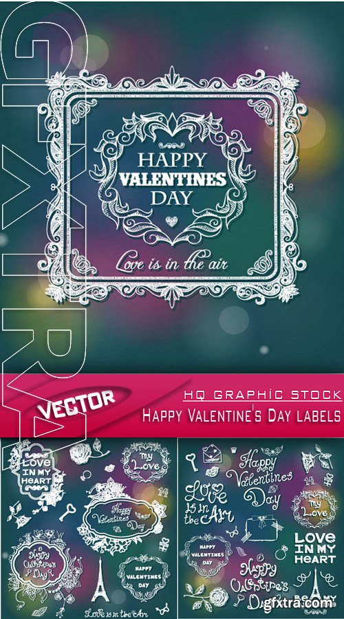 Stock Vector - Happy Valentine's Day labels