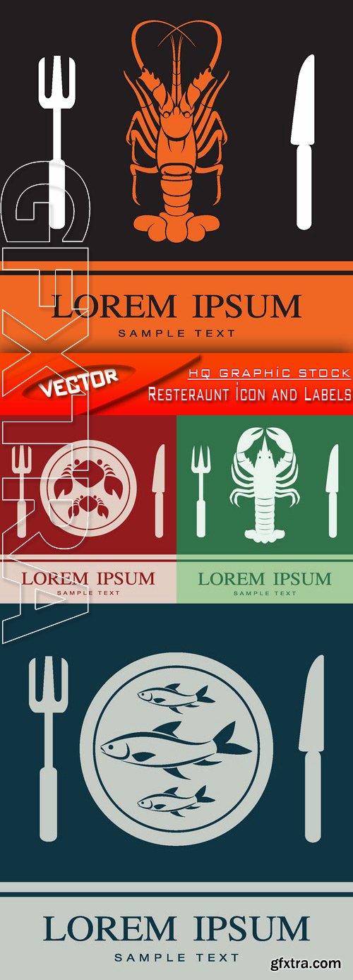 Stock Vector - Resteraunt Icon and Labels