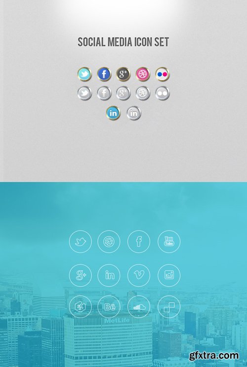 Social Media and iOS 7 Style Icons Set