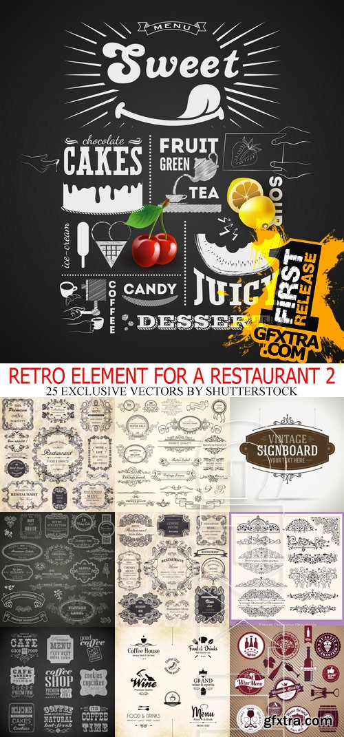 Amazing SS - Retro elements for a restaurant 2, 25xEPS