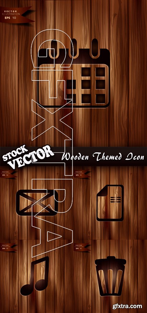 Stock Vector - Wooden Themed Icon