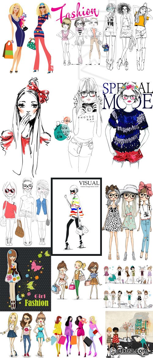 Amazing SS - Fashion girls illustration 3, 19xEPS; 4xJPG