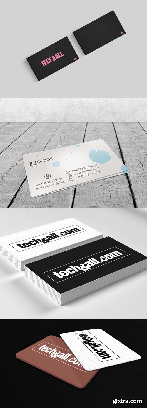 4 Business Card Mock-up Templates