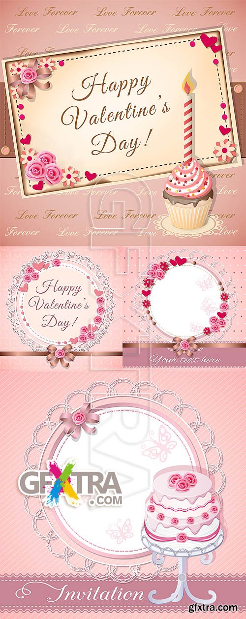 Stock vector - Valentine love cards 2