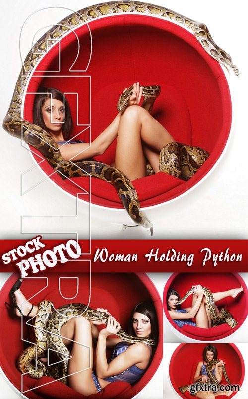 Stock Photo - Woman Holding Python