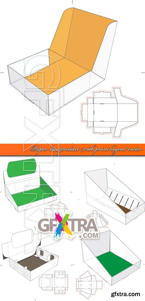 Paper box product with print layout vector