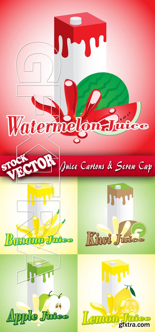 Stock Vector - Juice Cartons & Screw Cap