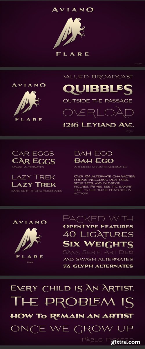 Aviano Flare Font Family - 6 Fonts for $72!