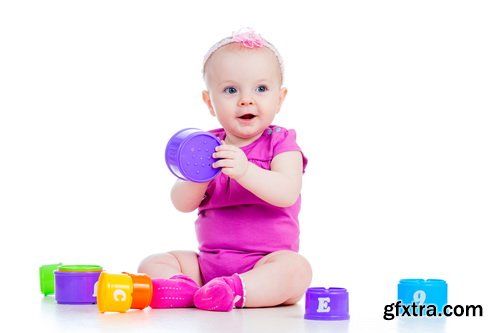 Amazing SS - Kid playing with toy on white background, 25xJPGs