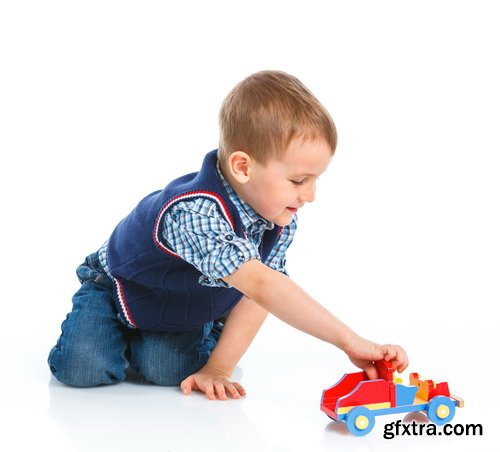 Amazing SS - Kid playing with toy on white background, 25xJPGs