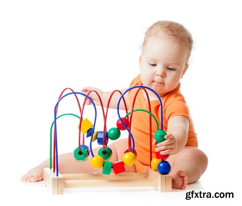 Amazing SS - Kid playing with toy on white background, 25xJPGs