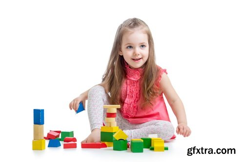 Amazing SS - Kid playing with toy on white background, 25xJPGs