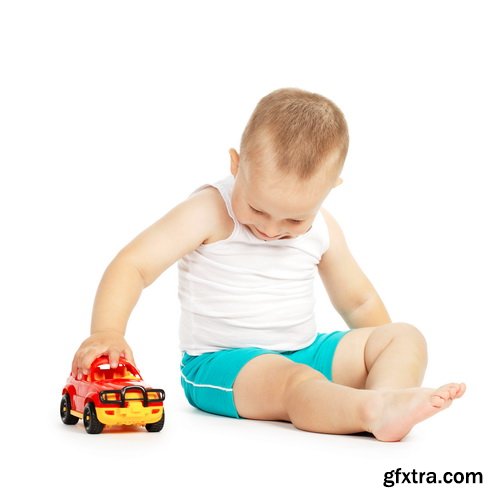 Amazing SS - Kid playing with toy on white background, 25xJPGs