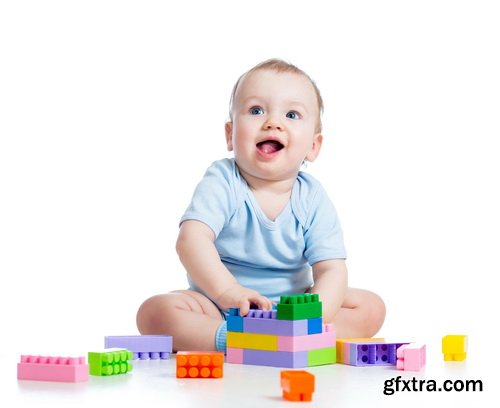 Amazing SS - Kid playing with toy on white background, 25xJPGs