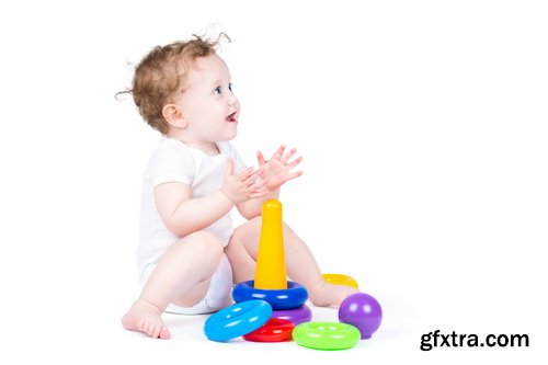 Amazing SS - Kid playing with toy on white background, 25xJPGs