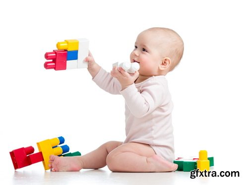 Amazing SS - Kid playing with toy on white background, 25xJPGs