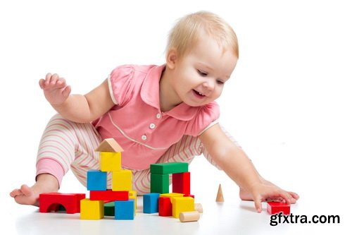 Amazing SS - Kid playing with toy on white background, 25xJPGs