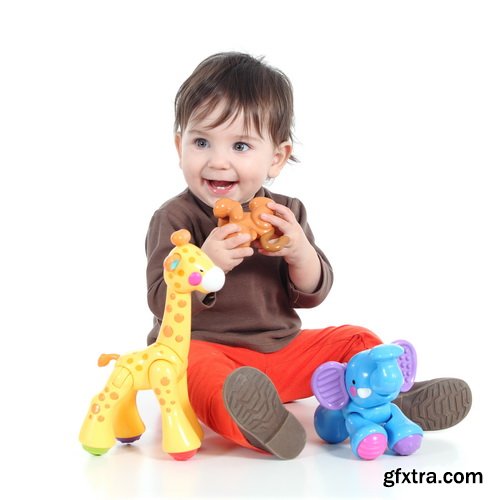 Amazing SS - Kid playing with toy on white background, 25xJPGs