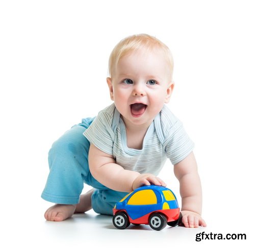 Amazing SS - Kid playing with toy on white background, 25xJPGs