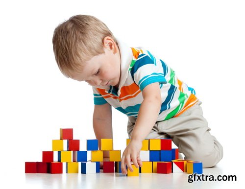 Amazing SS - Kid playing with toy on white background, 25xJPGs