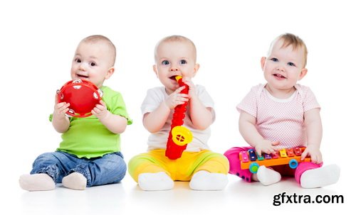 Amazing SS - Kid playing with toy on white background, 25xJPGs